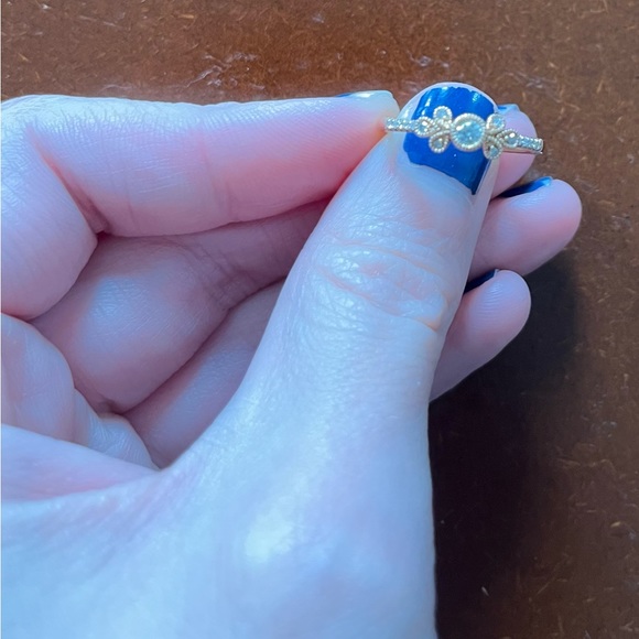 Womens solid rose gold and Diamond ring - vintage look - Picture 1 of 5